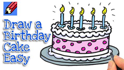 Draw this birthday cake by following this drawing lesson. How to draw a birthday cake - YouTube