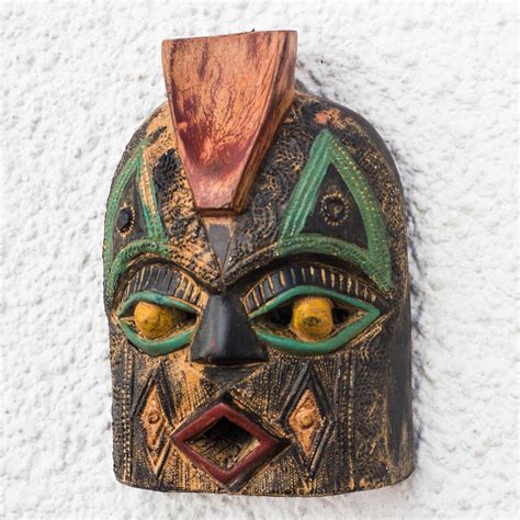 Rustic African Sese Wood Mask From Ghana Diamond Mouth Novica