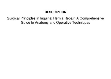 Download Pdf ⚡ Surgical Principles In Inguinal Hernia Repair A