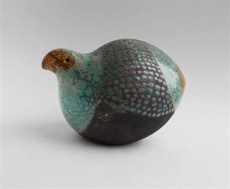 Ceramic Sculpture Quail Raku Pottery Blue Bird Quail Etsy