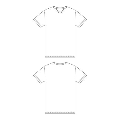 Template V Neck T Shirt Vector Illustration Flat Sketch Design Outline