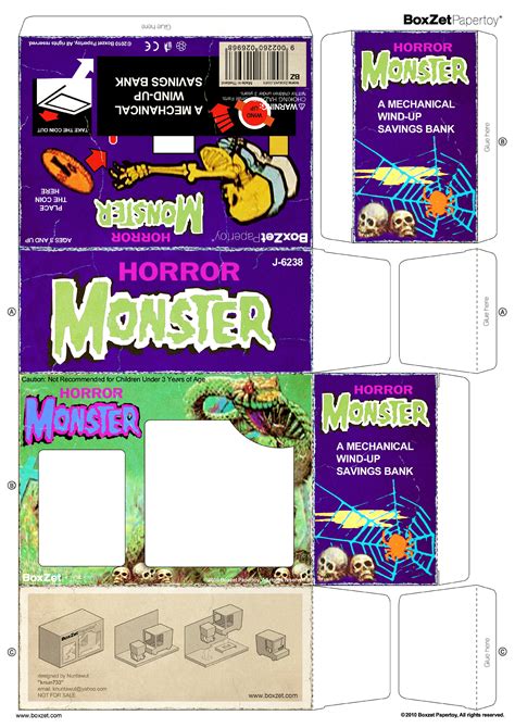 PaperToy Horror Monster BoxZet Cosas de manualidades Plantilla para muñeca de papel