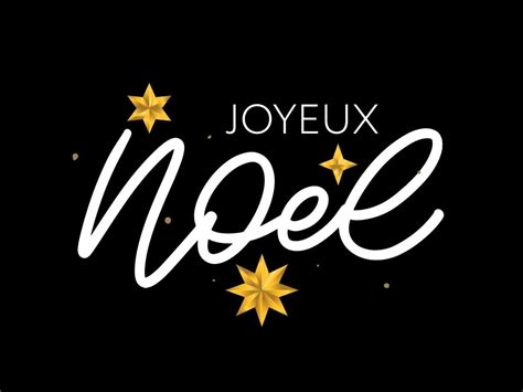Merry Christmas In French Language Joyeux Noel Modern Brush Vector