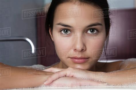 Woman Relaxing In Bath Portrait Stock Photo Dissolve