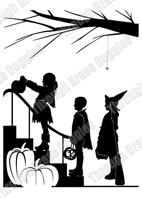 Trick Of Treaters Silhouette Victorian Halloween Classic Monsters