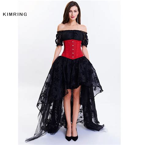 kimring steampunk corset dress vitorian gothic steel boned corset burlesque casual dress sexy