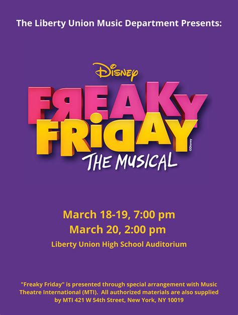 Freaky Friday At Liberty Union High School Performances March 18