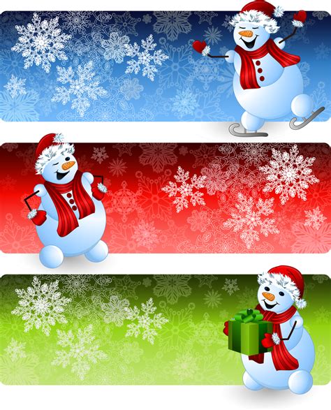 Cartoon Snowman Banner Vector Download