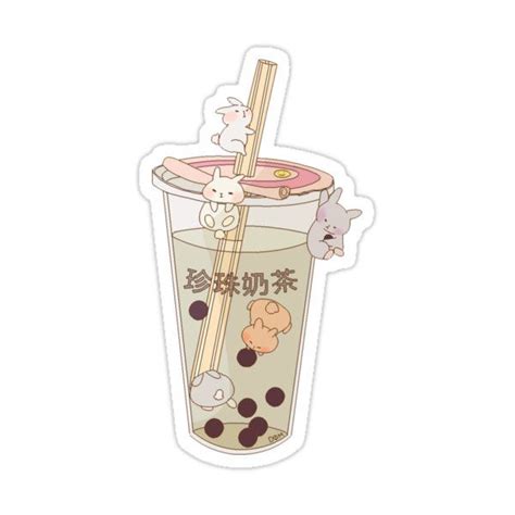 bubble tea and boba bunnies sticker by supremiere in 2021 cute stickers kawaii stickers tumblr
