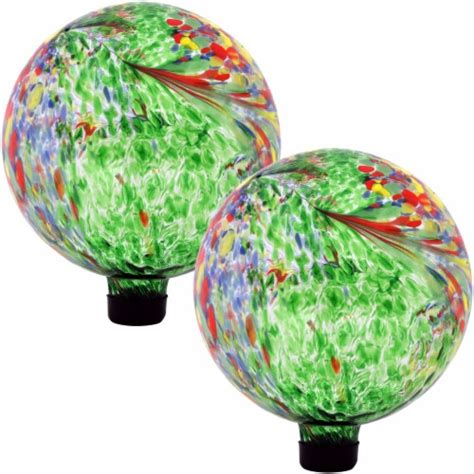 Sunnydaze Green Artistic Glass Gazing Ball Globe 10 Inch Set Of 2 2 Pack Harris Teeter