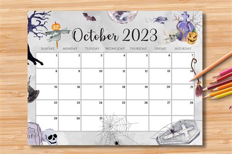 Editable Fillable October 2023 Calendar Graphic By Hotobi · Creative