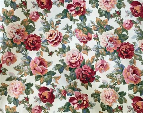 Interior Fabric Design Vintage Heavy Upholstery Fabric English Roses 6 Yard Nos Ebay