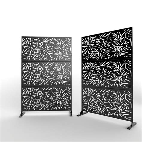 Black Outdoor Laser Cut Metal Privacy Screen With 3 Panels Cx517os Ps