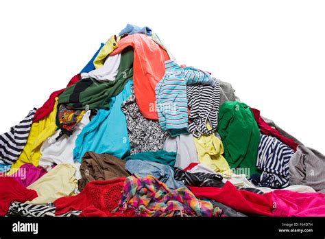 Big Heap Of Colorful Clothes Isolated On White Stock Photo Alamy
