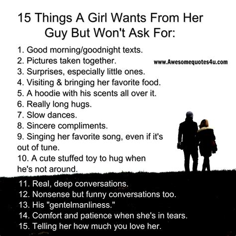 15 Things A Girl Wants From Her Guy But Wont Ask For Love Quotes For