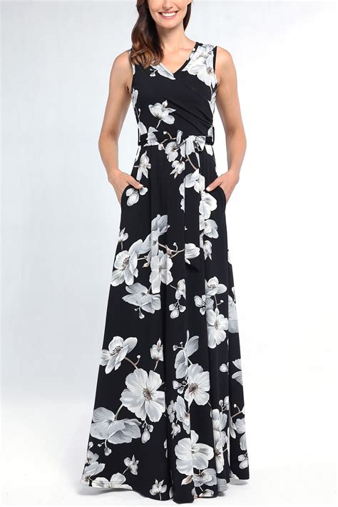 Comila Womens Summer V Neck Floral Maxi Dress Casual Long Dresses With Pockets Beachwear Central