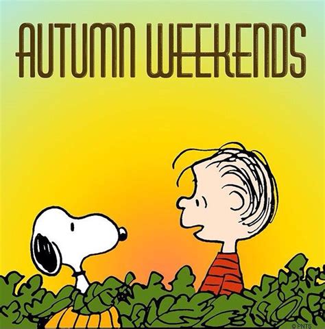A Charlie Brown Thanksgiving Card With The Words Autumn Weekend Written