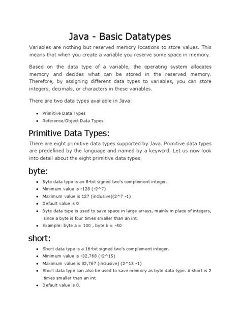 6 Java Basic Datatypes Pdf Integer Computer Science Data Type