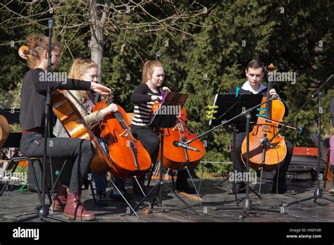 Members Of A Youth Orchestra Performing In Budapest Hungary Stock Photo