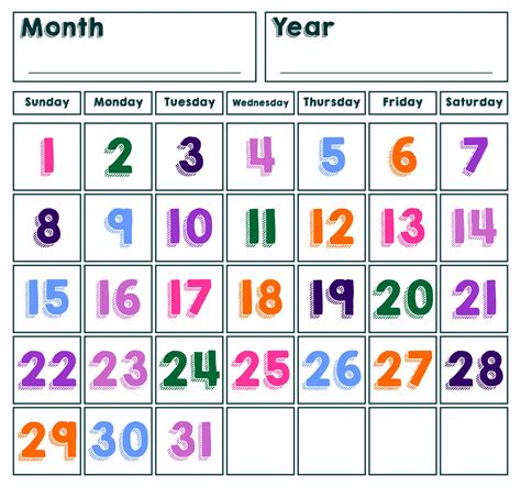 13 Printable Calendar Numbers Free Download Sets Teach Junkie Pin On Calendar Inspiration