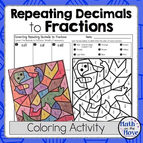Changing Repeating Decimals Into Fractions Coloring Activity