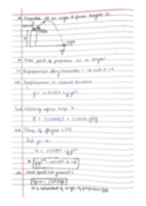Solution Physics Horizontal Projection From A Height H Handwritten