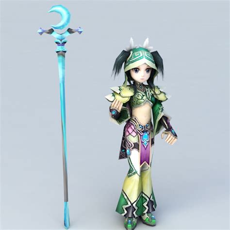 Anime Mage Girl 3d Model 3ds Max Files Free Download Cadnav