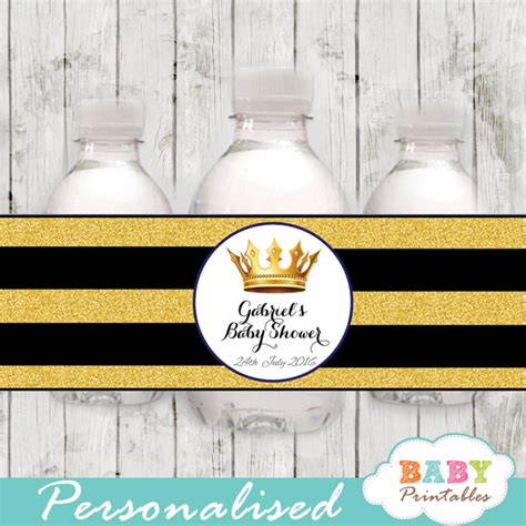 Black And Gold Royal Prince Personalized Bottle Labels D Baby