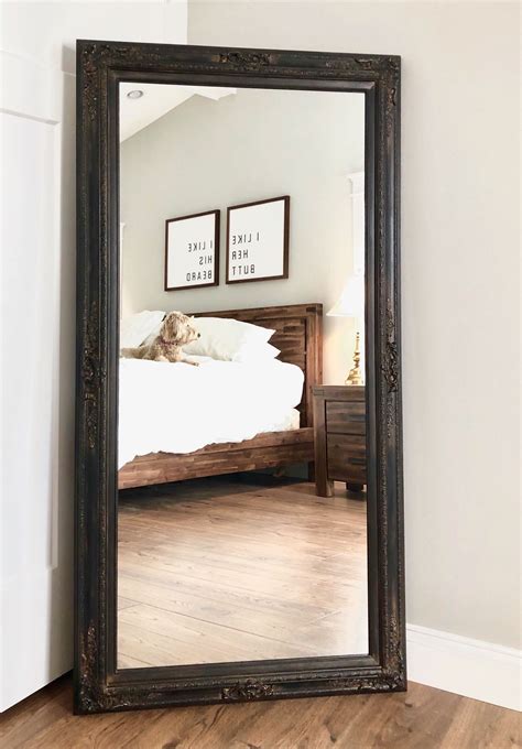 Rustic Black Leaning Mirror For Sale Full Length Mirror Baroque Framed