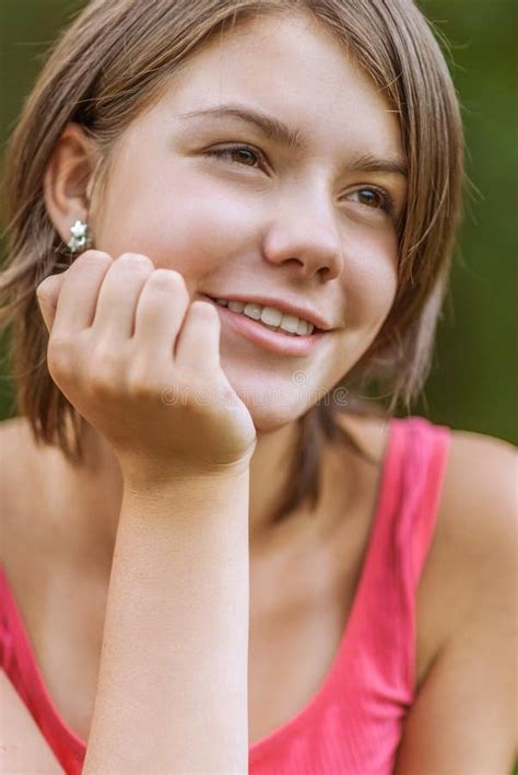 Portrait Of Charming Young Female Stock Photo Image Of Modern Close