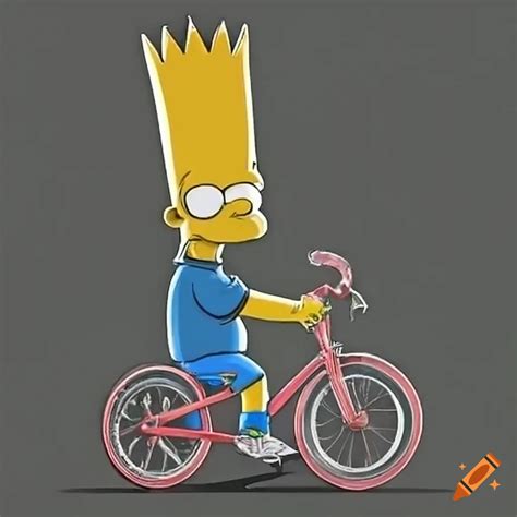 Bart Simpson On Human Body Seat On Old Bike Logo Style