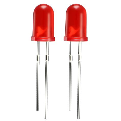 Uxcell 8pcs 5mm Red Led Diode Lights Colored Lens Diffused Round 19 21v 20ma 002w Lighting