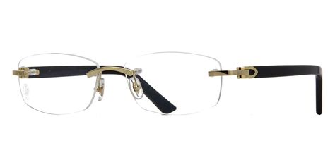 Cartier Rectangle Eyeglasses Ct0048o 002 Black Gold Frame Signature Rimless Ebay In 2022