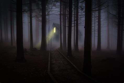 Haunted House In A Dark Forest 5k Uhd Wallpaper