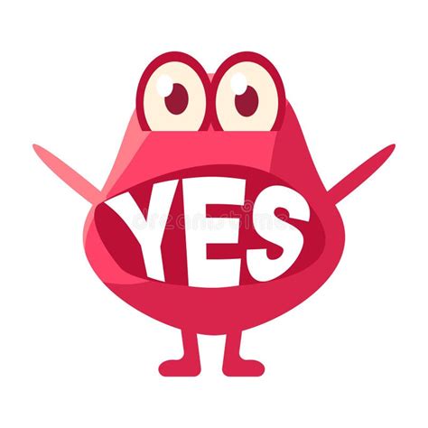 Pink Blob Saying Yes Cute Emoji Character With Word In The Mouth