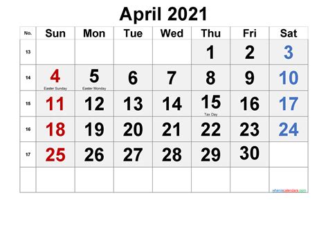 Printable April 2021 Calendar With Holidays 6 Templates