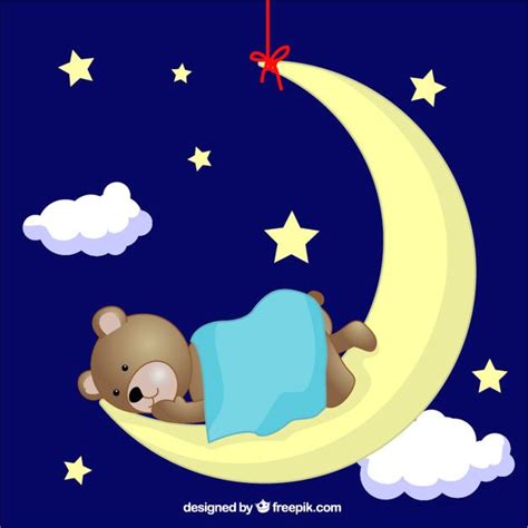Teddy Bear Sleeping On Moon Teddy Bear Wall Art Vector Free Baby