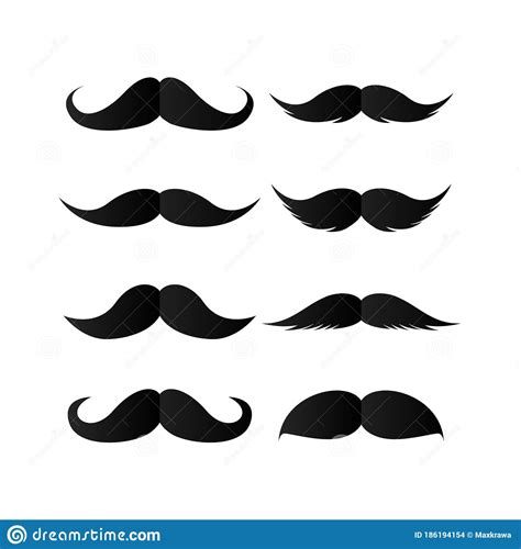 Set Of Paper Mustaches Black Silhouette Of Moustaches Fathers Day