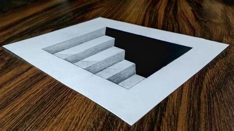 Easy 3d Steps In A Hole Trick Art Drawing On Paper Youtube