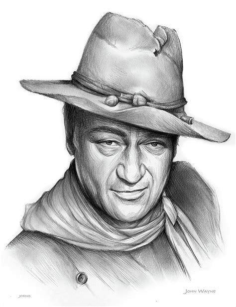John Wayne Pencil Drawing By Greg Joens Pixels Merch