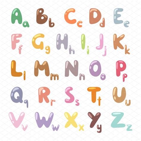 Cartoon Alphabet Symbols Vector Set Custom Designed Illustrations