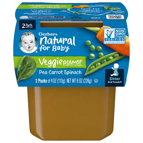 Save On Gerber Stage 2 Baby Food Pea Carrot And Spinach 2 Ct Order