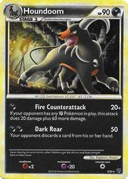 It is the evolved form of houndour, which evolves when it reaches level 24. Houndoom (Undaunted 5) - Bulbapedia, the community-driven Pokémon encyclopedia