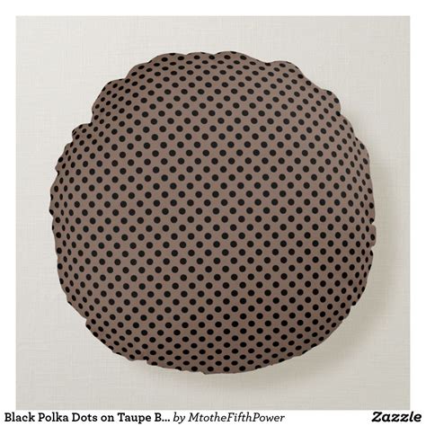 black-polka-dots-on-taupe-brown-round-pillow-round-pillow,-round