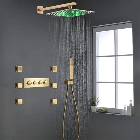 Buy Katais Wall Mounted 12 Inch Led Rainfall Shower Fixtures Thermostatic Multiple Shower Head