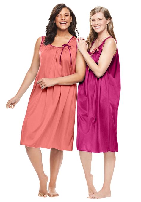 Only Necessities Only Necessities Womens Plus Size 2 Pack Sleeveless Nightgown