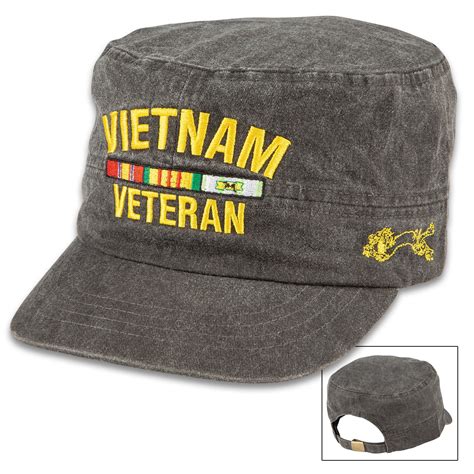 Grey Flat Top Vietnam Veteran Cap Hat
