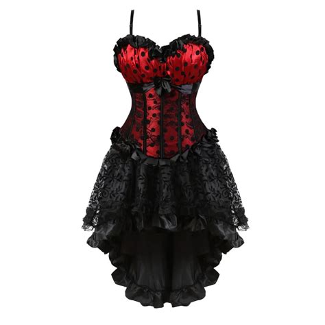 Corset Dresses For Women Plus Size Dot Lace Skirt Bustiers And Corsets With Straps Vintage