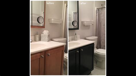 I researched diy tutorials and was put off by taking everything out of the cabinets, taking the doors off, deglossing, bond coat, top coat, waiting for. How to update the color of your bathroom vanity cabinet ...