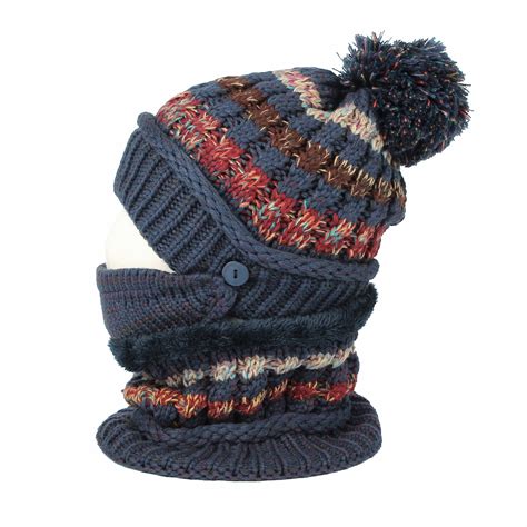Withmoons Knit Fairs Isle Nordic Bobble Pom Beanie Hat Dzx0024 Ebay